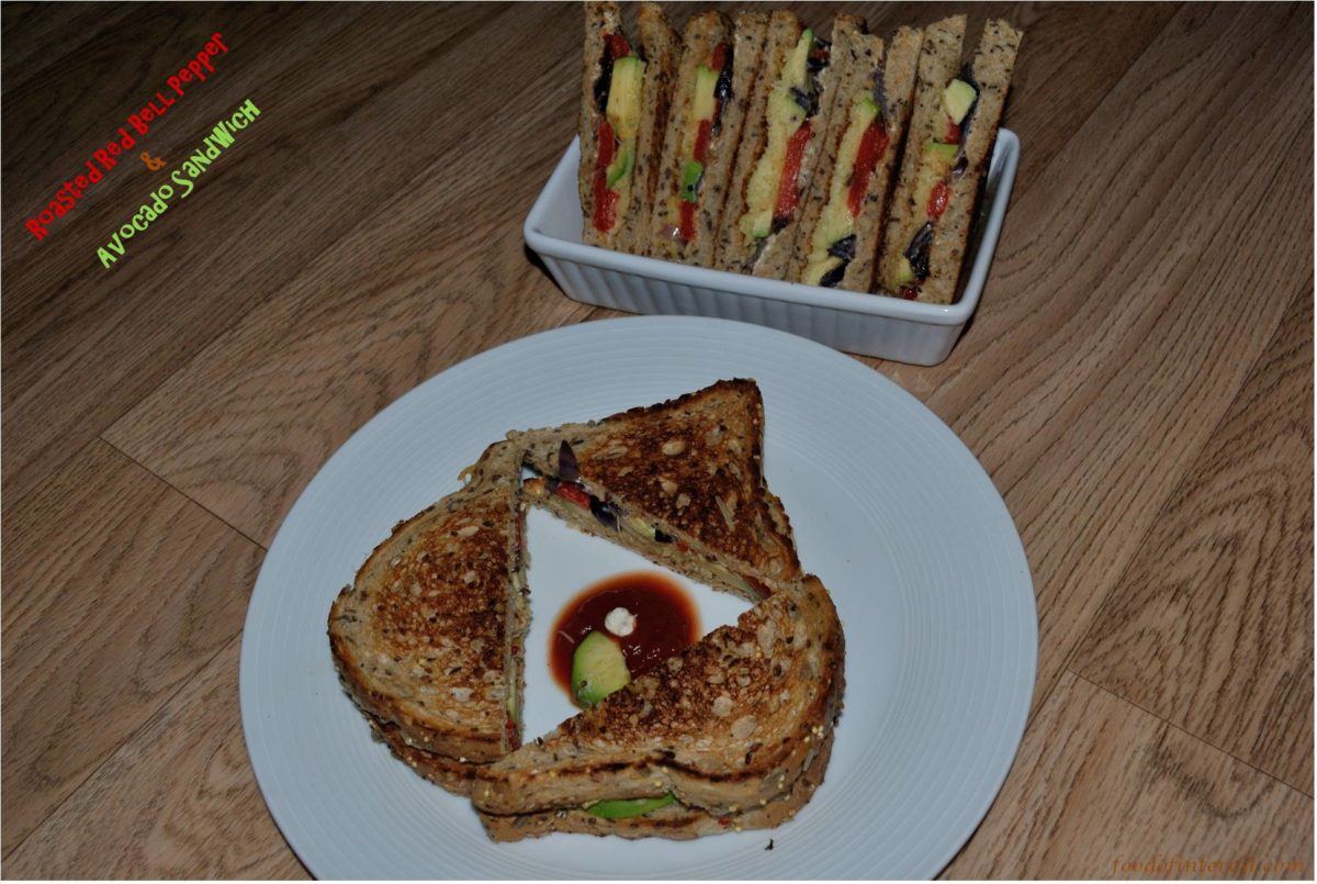Roasted Red Bell Pepper Avocado Grilled Cheese