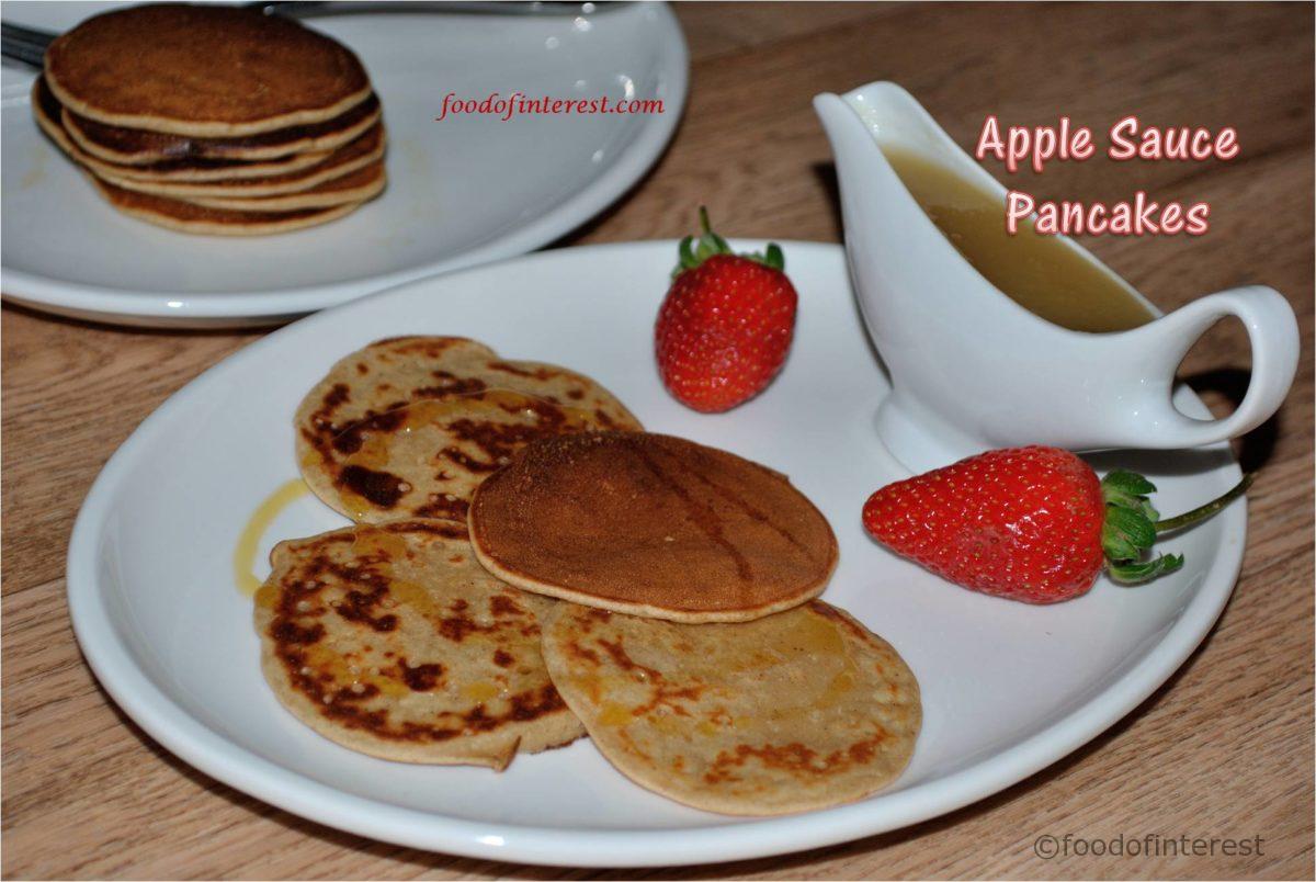 Apple Pancakes | Eggless Apple Sauce Pancakes