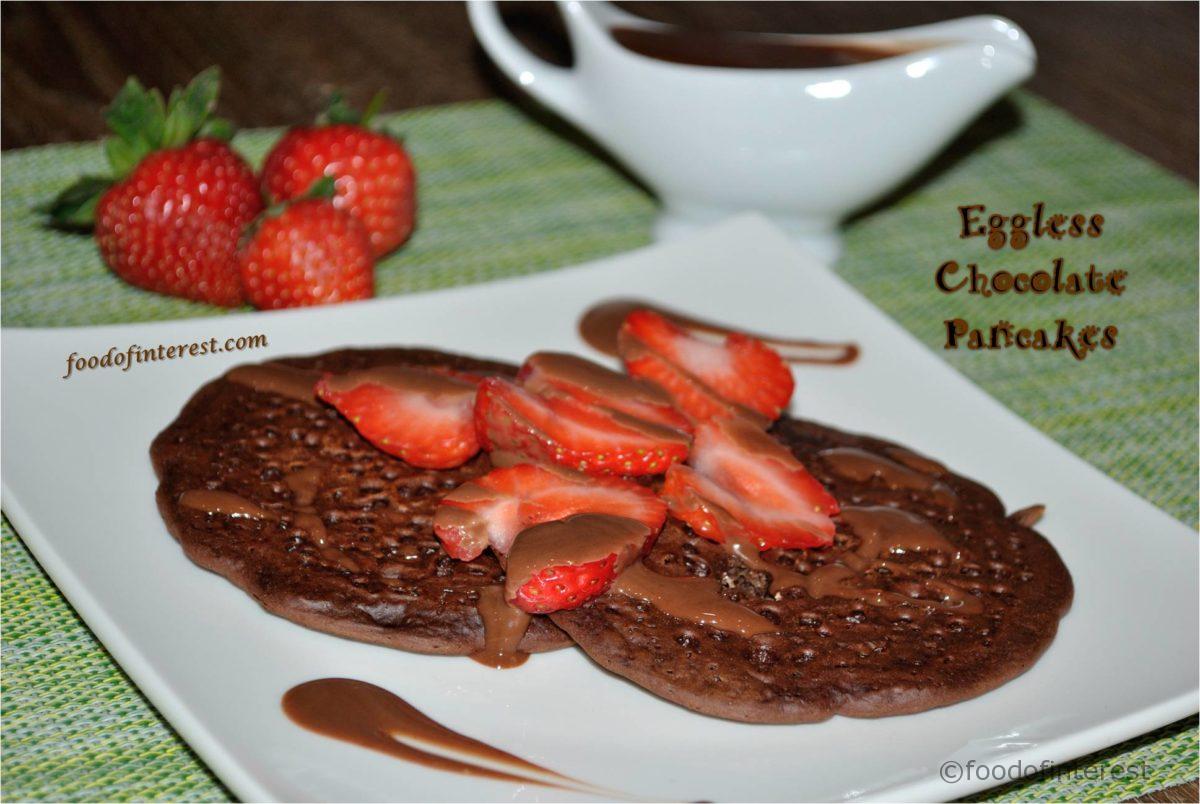 Eggless Chocolate Pancakes